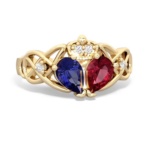 lab ruby-lab sapphire claddagh ring