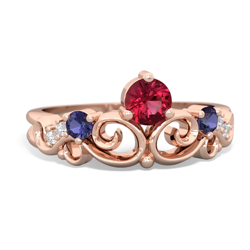 Lab Ruby Lab Created Ruby with Lab Created Sapphire and Genuine Pink Tourmaline Crown Keepsake ring Ring