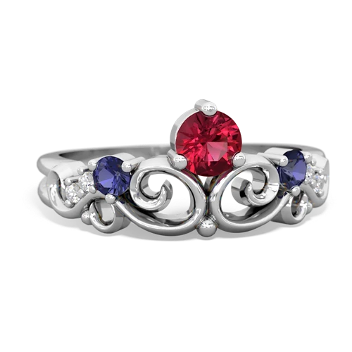 lab ruby-lab sapphire crown keepsake ring
