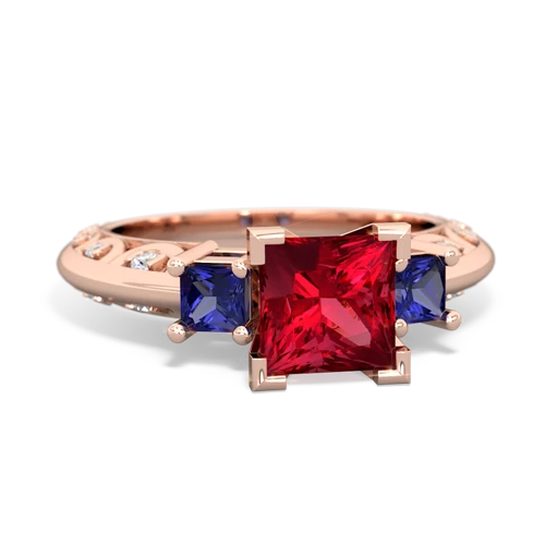 lab ruby-lab sapphire engagement ring