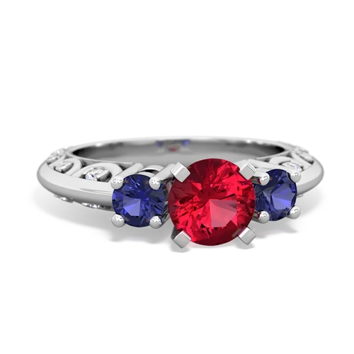 lab ruby-lab sapphire engagement ring