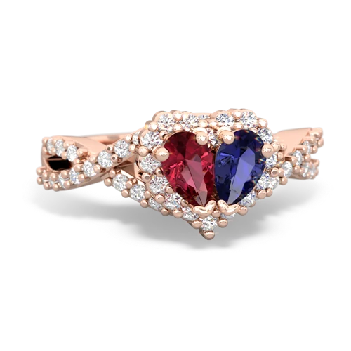 lab ruby-lab sapphire engagement ring