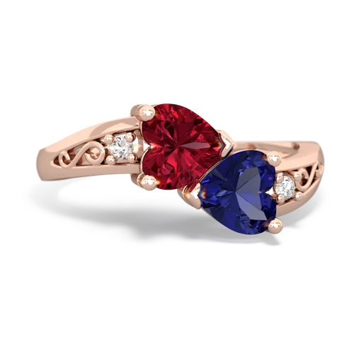 lab ruby-lab sapphire filligree ring