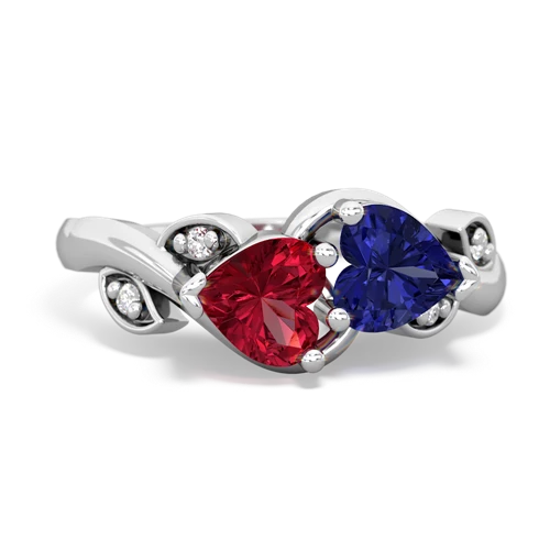 lab ruby-lab sapphire floral keepsake ring