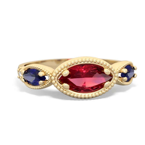Lab Ruby Lab Created Ruby with Lab Created Sapphire and Lab Created Alexandrite Antique Style Keepsake ring Ring