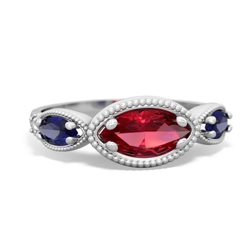 lab ruby-lab sapphire milgrain marquise ring