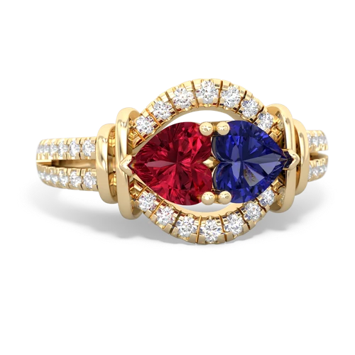 lab ruby-lab sapphire pave keepsake ring