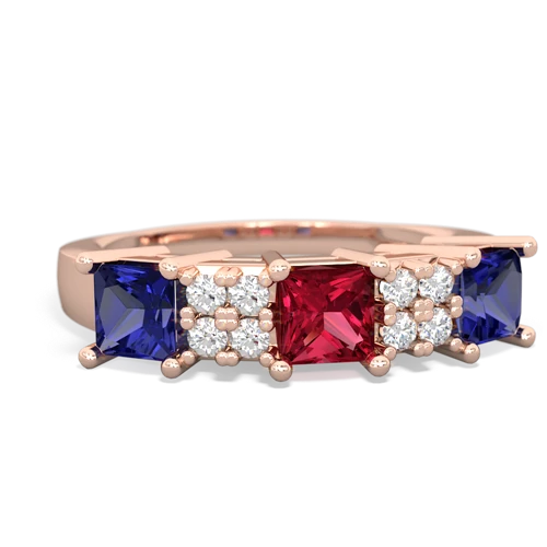 Lab Ruby Lab Created Ruby with Lab Created Sapphire and Genuine London Blue Topaz Three Stone ring Ring