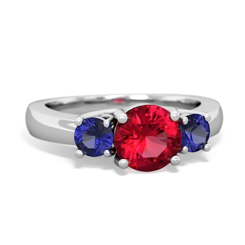 Lab Ruby Lab Created Ruby with Lab Created Sapphire and Genuine Citrine Three Stone Trellis ring Ring
