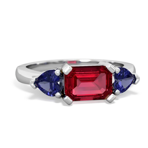 Lab Ruby Lab Created Ruby with Lab Created Sapphire and Lab Created Alexandrite Three Stone ring Ring
