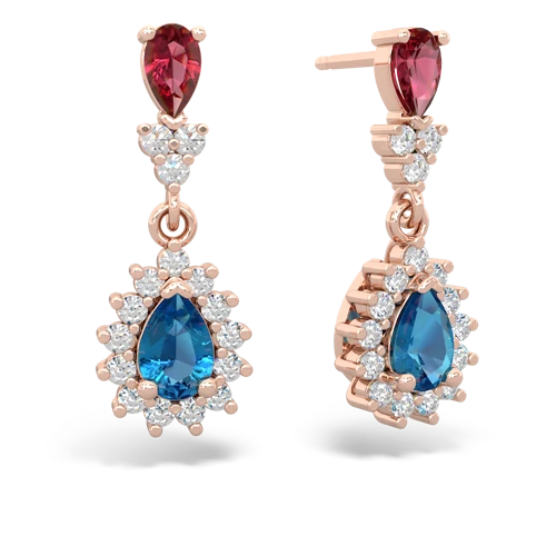 lab ruby-london topaz dangle earrings