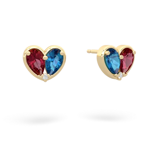 lab ruby-london topaz one heart earrings