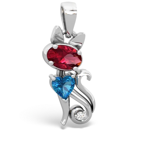 lab ruby-london topaz kitten pendant