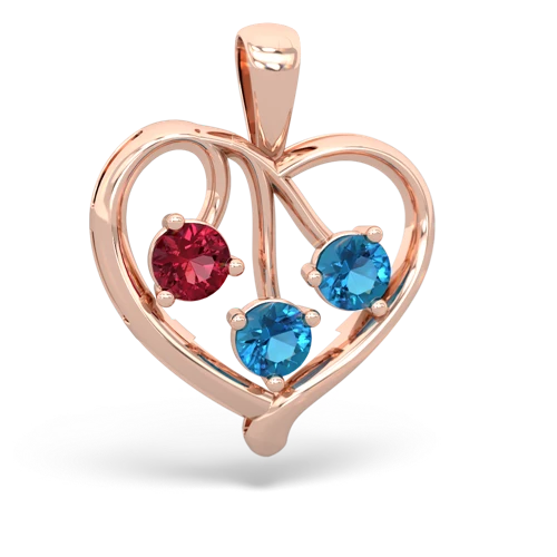 lab ruby-london topaz love heart pendant