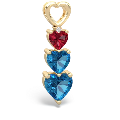 Lab Ruby Lab Created Ruby with Genuine London Blue Topaz and Genuine Emerald Past Present Future pendant Pendant