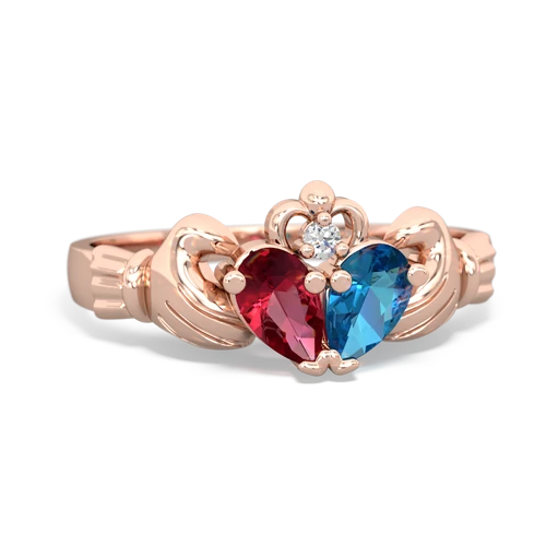 lab ruby-london topaz claddagh ring