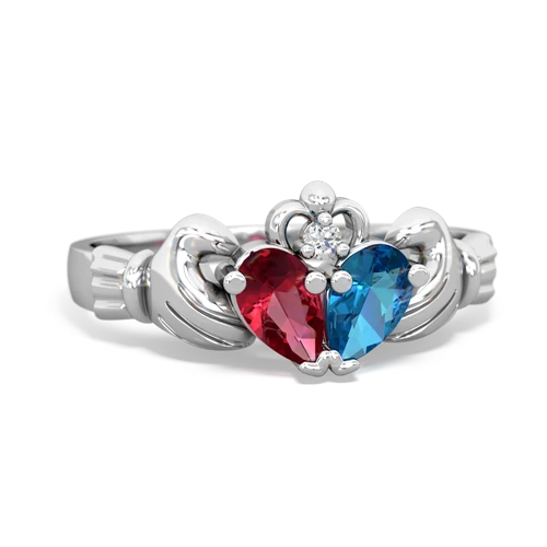 lab ruby-london topaz claddagh ring