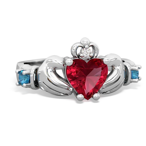 lab ruby-london topaz claddagh ring