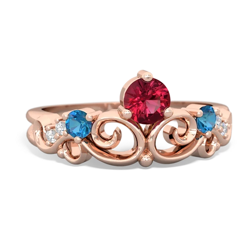 Lab Ruby Lab Created Ruby with Genuine London Blue Topaz and Genuine Pink Tourmaline Crown Keepsake ring Ring