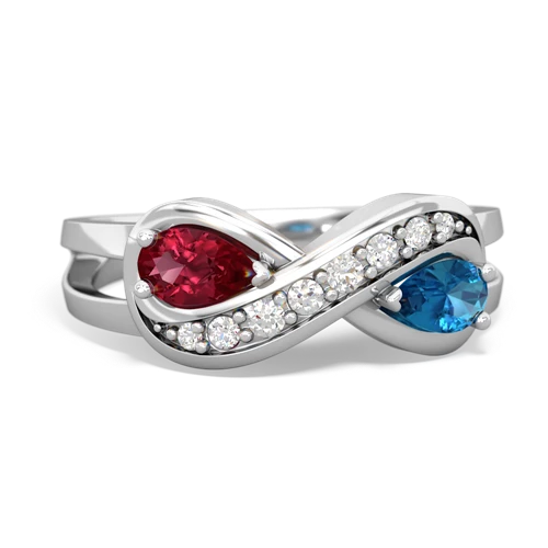 lab ruby-london topaz diamond infinity ring