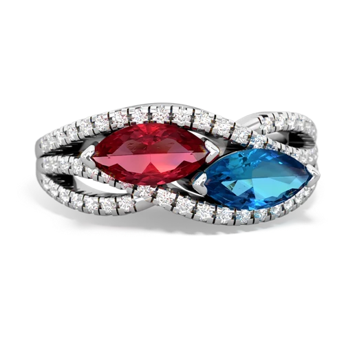 lab ruby-london topaz double heart ring