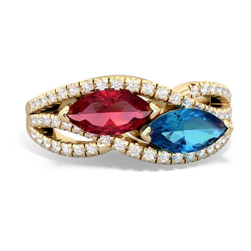 lab ruby-london topaz double heart ring