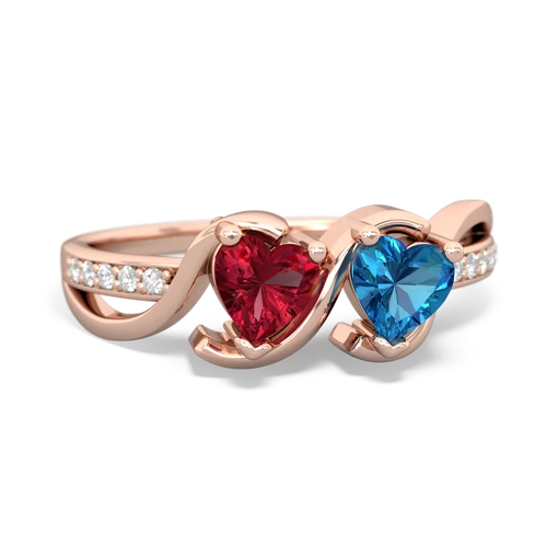 lab ruby-london topaz double heart ring