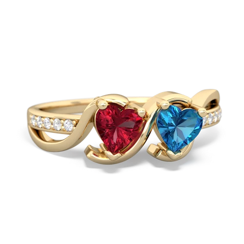 lab ruby-london topaz double heart ring