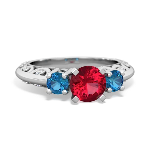 lab ruby-london topaz engagement ring