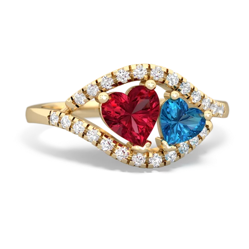 lab ruby-london topaz mother child ring