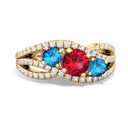 lab ruby-london topaz three stone pave ring