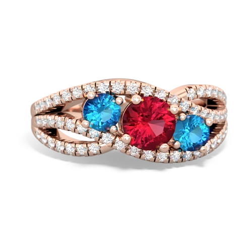 lab ruby-london topaz three stone pave ring