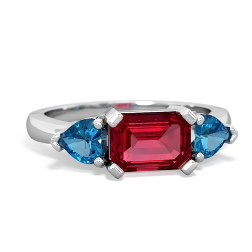 Lab Ruby Lab Created Ruby with Genuine London Blue Topaz and Genuine Citrine Three Stone ring Ring