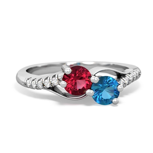 lab ruby-london topaz two stone infinity ring