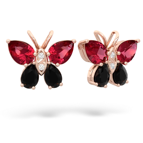 lab ruby-onyx butterfly earrings
