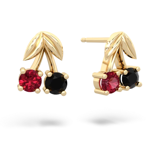 lab ruby-onyx cherries earrings