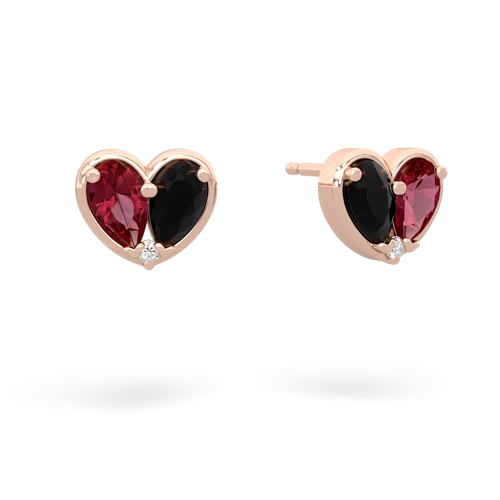 lab ruby-onyx one heart earrings
