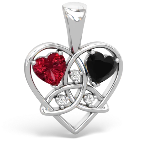 lab ruby-onyx celtic heart pendant