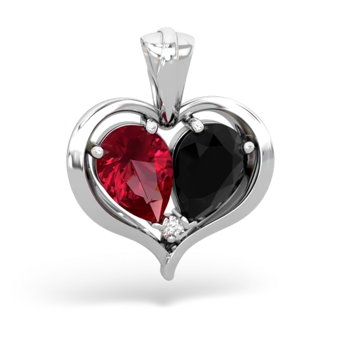 Lab Ruby Lab Created Ruby with Genuine Black Onyx Two Become One pendant Pendant