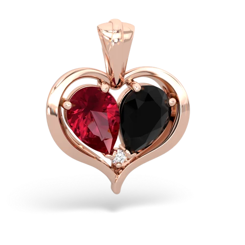 lab ruby-onyx half heart whole pendant