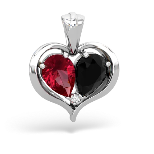 lab ruby-onyx half heart whole pendant