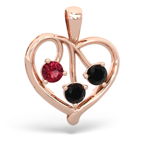 lab ruby-onyx love heart pendant