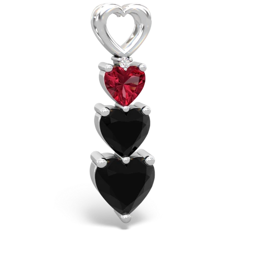 lab ruby-onyx three stone pendant