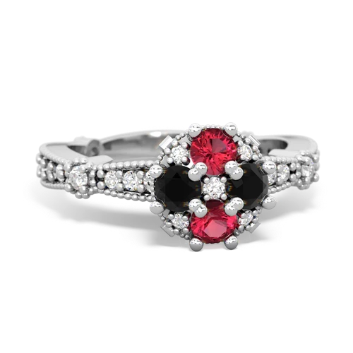 lab ruby-onyx art deco engagement ring