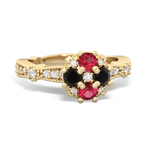 lab ruby-onyx art deco engagement ring