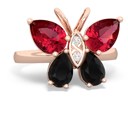 lab ruby-onyx butterfly ring