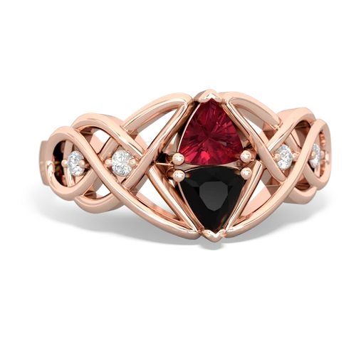 Lab Ruby Lab Created Ruby with Genuine Black Onyx Keepsake Celtic Knot ring Ring