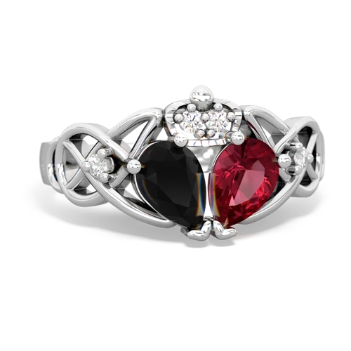 lab ruby-onyx claddagh ring