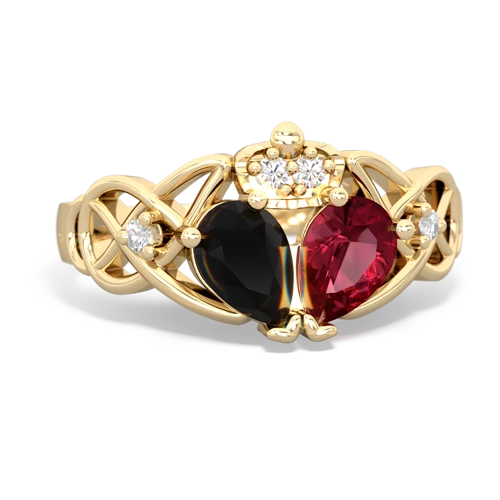 lab ruby-onyx claddagh ring