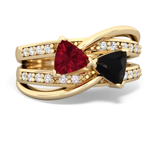 Lab Ruby Lab Created Ruby with Genuine Black Onyx Bowtie ring Ring